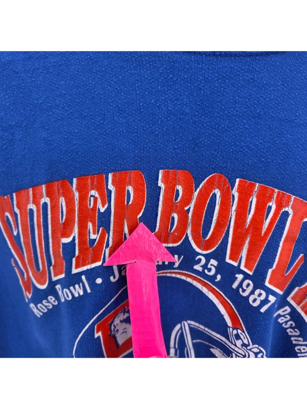 Vintage Trench Mens XL Sweatshirt Denver Broncos Super Bowl XXI 1987 Rose Bowl - Picture 7 of 11